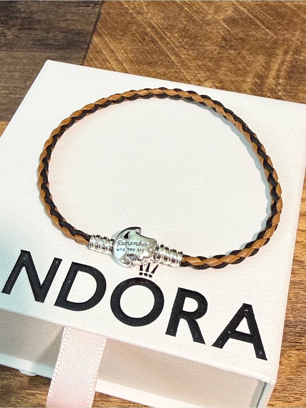 Pandora .925 Sterling Silver Disney Lion King Pandora Braided Leather Bracelet